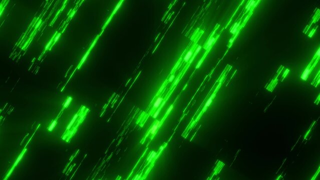 Diagonal green glowing digital lines on a dark background