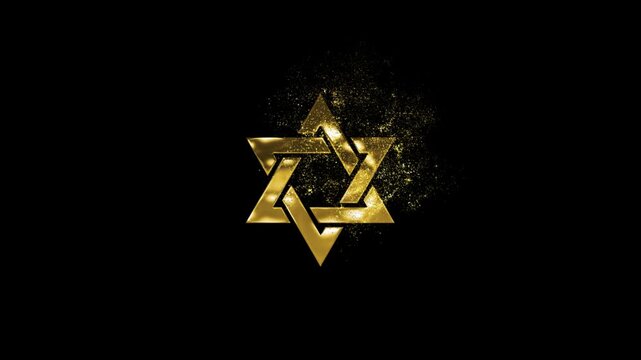 Hexagonal Star of David, Judaism, golden religious sign with transparent background, religion and faith
