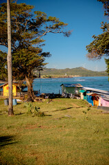 Rustic shacks and buildings along the shores outside of Puerto Plata in the Dominican Republic

