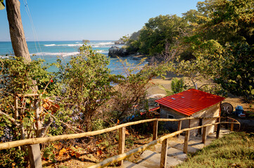 Rustic shacks and buildings along the shores outside of Puerto Plata in the Dominican Republic
