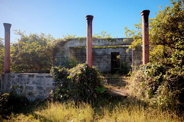 Rustic shacks and buildings along the shores outside of Puerto Plata in the Dominican Republic
