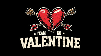 A bold design featuring a broken heart pierced by arrows, with the text Team