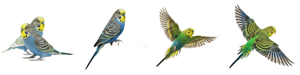 Budgerigar Parakeet Bird Set Isolated