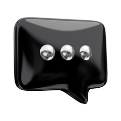 Chat bubble up message speech dialog icon symbol or communication type talk isolated. Silver and black icon comments thread mention or reply sign with social media concept. 3d rendering.