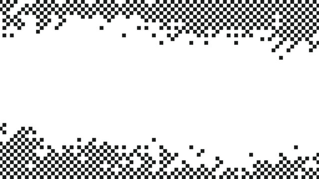 Minimalist black and white checkered border design with pixelated edges fading into central white copy space for modern layout Vector Illustration