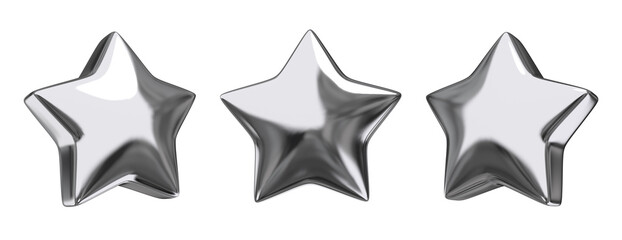 Obraz premium Set of silver stars isolated. Concept of rate or top. 3d rendering.