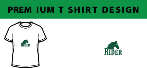 White T-Shirt Mockup with Green Horse Head Rider Logo Design isolated on Transparent Background