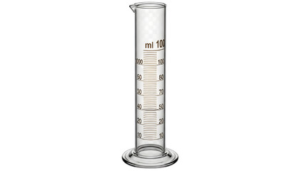 Clear Glass Graduated Cylinder 100 ml Isolated on Transparent Background PNG