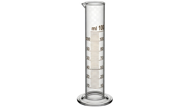 Clear Glass Graduated Cylinder 100 ml Isolated on Transparent Background PNG

