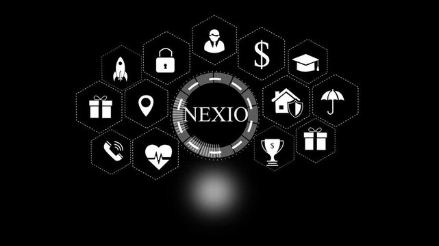 Animation of data processing over blue background. Global business and digital interface concept digitally generated video.