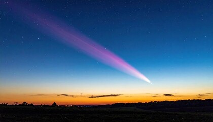 Celestial Spectacle - A Comets Radiant Journey Across the Twilight Sky.