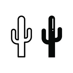 Fototapeta premium Simple Line Art Cactus Icons