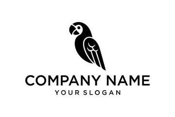 Obraz premium Minimalist Black Parrot Bird Logo Design Vector Illustration