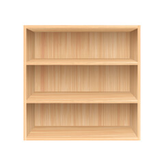 Realistic wooden shelving with natural texture isolated on white background for interior mockup, storage, product display. Vector illustration