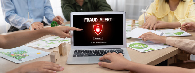 Cyber security software show alert of cyber attack for protection brisk. Danger from virus, phishing and cyber fraud.