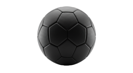 Black soccer ball with isolated on transparent background.