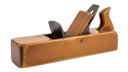Vintage wooden block plane carpenter hand tool on transparent background png (लकड़ी का रंदा)