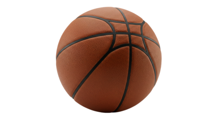 Basketball with black lines for sports and game concepts, isolated on transparent background.
