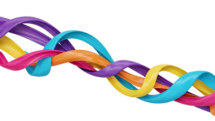 Intertwined colorful ribbons flowing in a dynamic abstract wave pattern