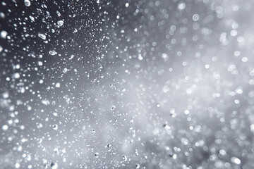 morning mist glass art, glass surface covered in dew with condensation patterns, metallic flakes, glossy reflections, gray gradient background, and negative space