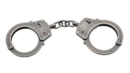 Antique steel handcuffs vintage police restraints on transparent background png (हथकड़ी)