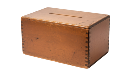 Antique wooden ballot box for voting 19th century on transparent background png (वोट डालने का डिब्बा)