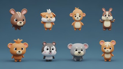 Obraz premium set of funny animals