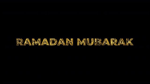 Ramadan Mubarak golden text animation. motion text 4k video with alpha channel