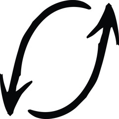 hand-drawn black marker arrow isolated PNG transparent, hand-drawn marker stroke arrows on transparent background.