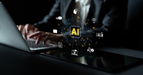 A concept of a global AI platform providing integrated business solutions. This central intelligence powers worldwide operations, from data analysis and automation to innovation. Fermion