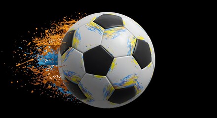Naklejka premium Dynamic Soccer Ball with Splash Effect