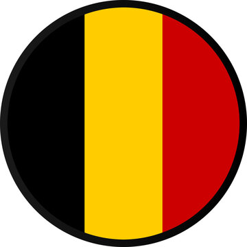 S&iacute;mbolo redondo de la bandera de B&eacute;lgica. Icono de ubicaci&oacute;n para mapas, viajes e historia. Ilustraci&oacute;n vectorial en color.