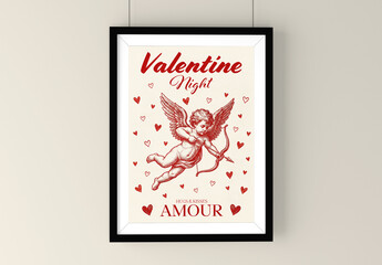 Vintage Cupid Valentine Poster Layout