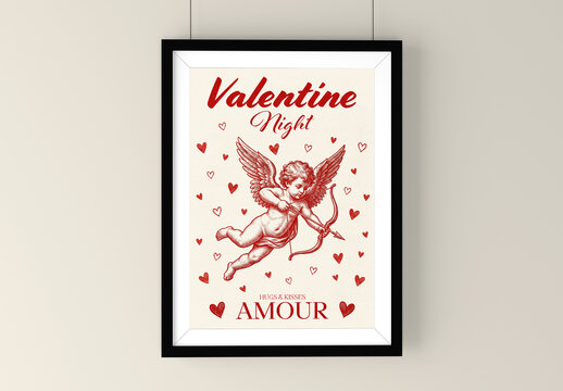 Vintage Cupid Valentine Poster Layout
