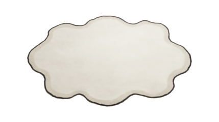 Light beige watercolor speech bubble with dark contour, hand drawn cloudy shape on transparent background, blank copy space for text, messages, thoughts or design overlays