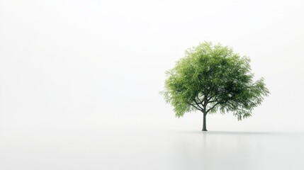 Obraz premium A Beautiful Lush Green Tree Isolated on a Clean White Background Ideal for EcoFriendly Design Projects