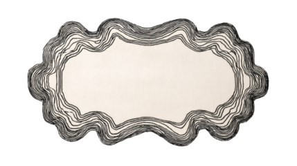 Hand drawing wavy outline frame creating an abstract border with contoured lines, depicting a topographic map style for background design or text overlay on a transparent background