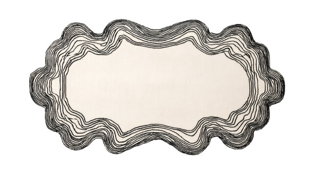 Hand drawing wavy outline frame creating an abstract border with contoured lines, depicting a topographic map style for background design or text overlay on a transparent background