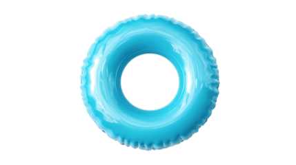 Blue inflatable swim ring for summer pool vacation and safety, a floating inner tube illustrating leisure, relaxation, and holiday fun on transparent background