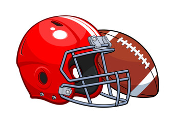 Fototapeta premium classic american football gridiron helmet red and ball sport icon symbol logo vector isolated on transparent background