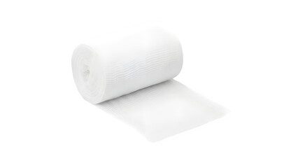 Fototapeta premium Sterile White Medical Gauze Roll Partially Unrolled Isolated on Transparent Background PNG