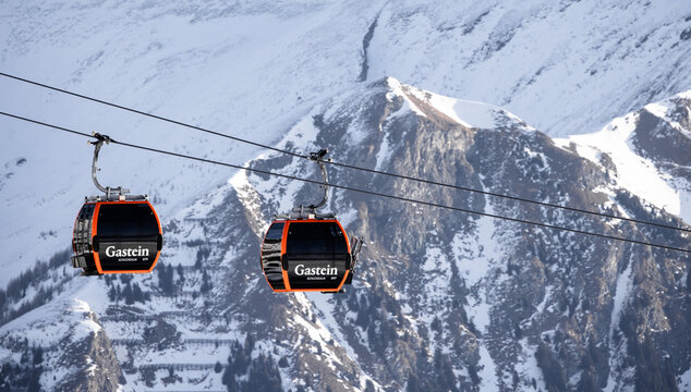 Bad Hofgastein, Austria: Gastein Schlossalm ski cabin lift in the mountains