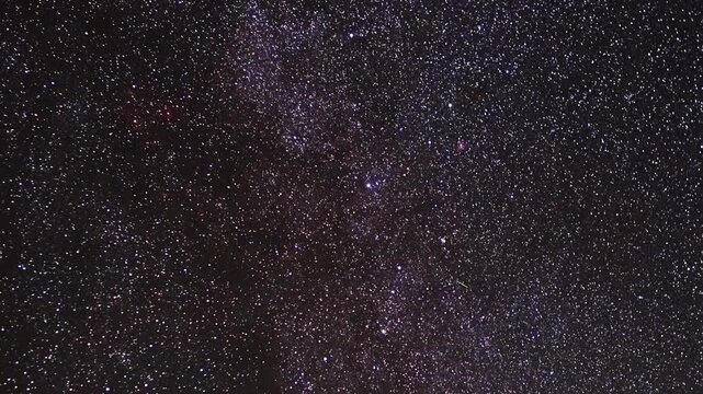 Milky Way stars on a dark countryside skies. Time-lapse video.
