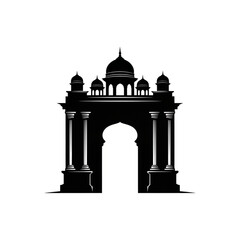 Black silhouette of an indian gate monument