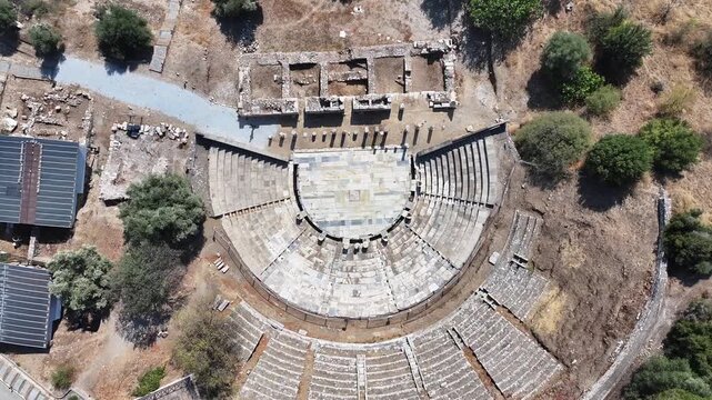 Metropolis ancient city - 4k video of Izmir Torbali Metropolitanis ancient city shot with drone