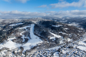 Winter in Wisła - mountain landscape, ski slopes and hiking trips