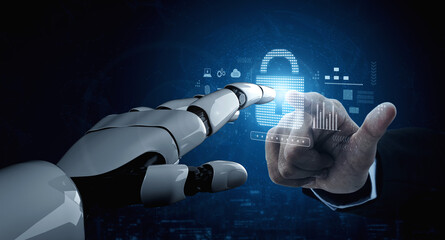 AI-secured system demonstrating multi-layer encryption, identity protection, and password security with modern digital lock interface Vouch