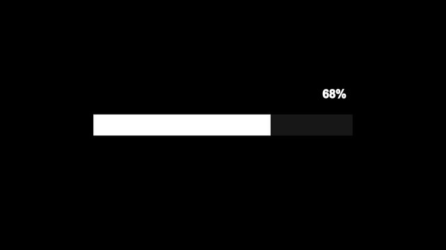 Simple loading bar animation. Loading Bar Animation progress animation isolated on a black background