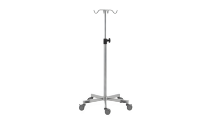 Adjustable Metal IV Pole Stand Medical Equipment Isolated on Transparent Background PNG

