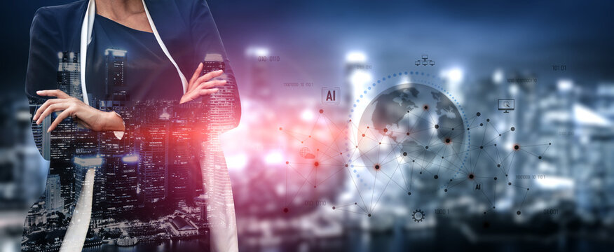 Global AI network showing connection between AI, global, and network elements across the digital world and data infrastructure Vouch - Powered by Adobe